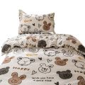 insBed Sheet Four-Piece Cartoon Amusement Park Non-Slip Bed Sheet Double Quilt Cover Student Dorm Bedding.