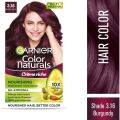 Indian product Hair styling Garnier Color Natural Burgundy shade no 3.16 used for male/female - 70 ml + 60 gm.