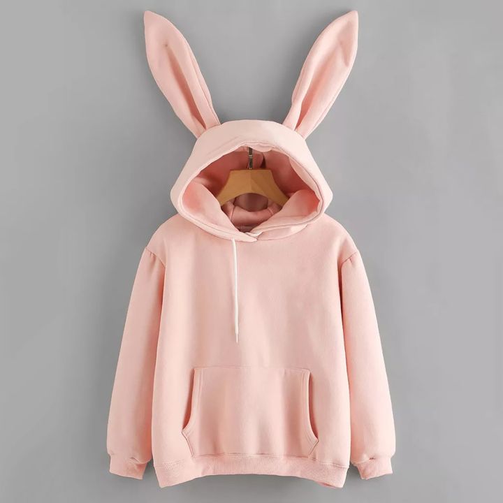 Women Cute Bunny Ears Girl Hoodie Casual Long Sleeve Sweatshirt Pullover Tops Autumn Winter Warm Sweatshirt Hoodies For Women Daraz .bd