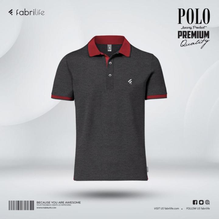 Fabrilife Single Jersey Knitted Cotton Polo Anthra Melange