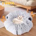 Cat Tunnel Bed, Cat House Collapsible Interactive Toy, Dog with Ball, Tube Gray.