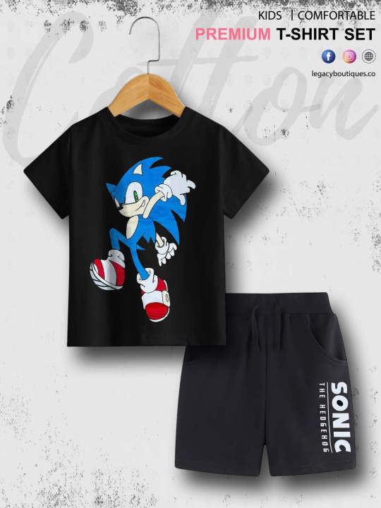 Baby & Kids Super Comfy T-shirt Set Sonic The Hedgehog Print 6 Month To 6 Year Summer Time