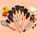12PCS Food Grade Silicone Kitchen Cookware Utensils Turner Spatula Measuring Spoons Practical Cooking Tool Kitchenware Set. 