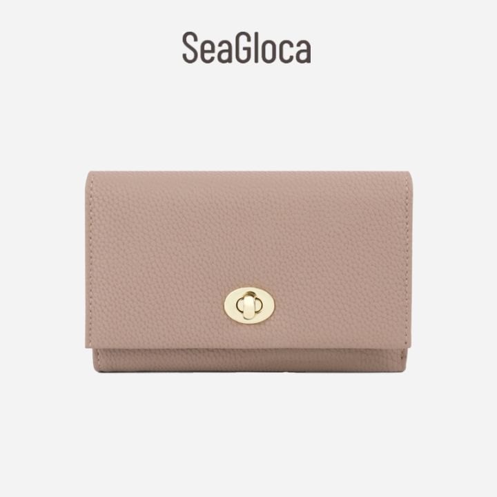 SeaGloca New Korean Fashion Zipper Pocket Medium Size PU Leather Trifold Wallet For Woman No 1710