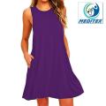 Dress Women Round Neck Sleeveless Flowy Tunic Top With Side Pockets Clothing. 