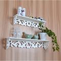 LALA 1pcs M White Wooden Carved Wall Shelf Display Hanging Rack Storage Rack Home Decor. 