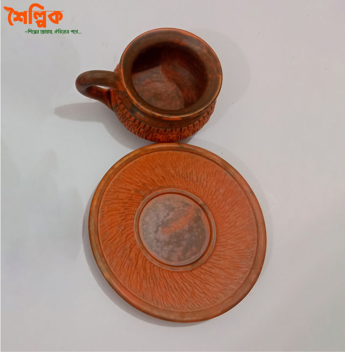 Clay%20Tea%20Cup%20With%20Pirich%20.%20Clay%20Tea%20Cup%20Set%20.%20Matir%20Cup%20Pirich%20set%20.%20Tea%20Cup-Saucer%20Set%20-%20Image%204