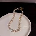 Fashion Shiny Personality Pendant Necklace French Charm Inlaid Rhinestone Pearl Necklace Bracelet Clavicle Chain Women's Jewelry Birthday Gift. 