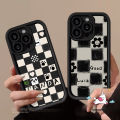 Checkerboard Smiley Face Flower Art Doodle Case Compatible For IPhone 11 7Plus 15 12 13 14 Pro Max XR 8Plus X XS Max 15 6 8 7 6S Plus SE 2020 Couples Angel Eye Soft Cover.