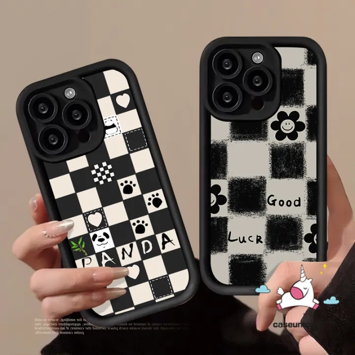 Checkerboard%20Smiley%20Face%20Flower%20Art%20Doodle%20Case%20Compatible%20For%20IPhone%2011%207Plus%2015%2012%2013%2014%20Pro%20Max%20XR%208Plus%20X%20XS%20Max%2015%206%208%207%206S%20Plus%20SE%202020%20Couples%20Angel%20Eye%20Soft%20Cover%20-%20Image%208