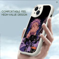 Jizetin for Vivo Y1S Y91C Y90 Back Cover Ryomen Sukuna Lambskin Texture PU Leather Back For Girls Boys Soft Phone Case.