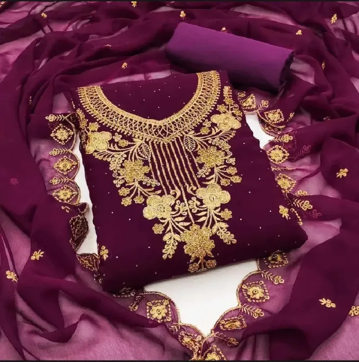 Weightless Georgette Computer Embroidery Work Three-Piece Salwar Kameez For Women - Versatile for Any Season and Occasion