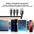 Weaving One to Three Data Cables Usb Port Multiple 3In1 Micro USB Type C Charger Cable For Ios/Android/Type-C USB Charging Cable.