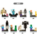 8pcs/set Minecraft Figures Building Steve Alex Wither skeleton Zombie Blocks Bricks For Children Gift Toys X0127.