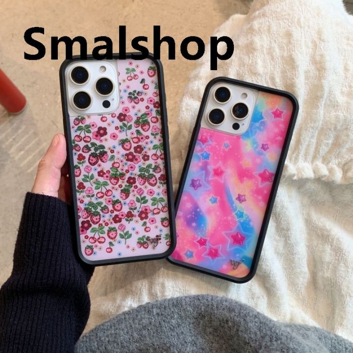 Smalshop Wildflwer 3D WF Flower Phone Case for iPhone 12 13 14 15 16 Pro Max Plus Rainbow Stars Strawberry Girls Cartoon Boys Back Cover