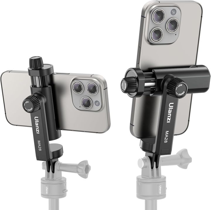 ULANZI MA28 360° Adjustable Phone Clip with Cold Shoe for Action Cameras and Tripods – Universal Phone Holder Adapter