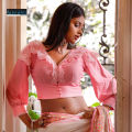 Full Sleeve Ready Blouse (Pink color) Knit & Polyester fabric with Embroidery, Tailoring & Hand work for regular wear with saree. Bornon Lifestyle (Blouse for women).