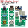 5PCS USB Male Connector / MINI MICRO USB to DIP Adapter female connector 2.54 Connector B Type-C USB2.0 3.0 Female PCB Converter. 