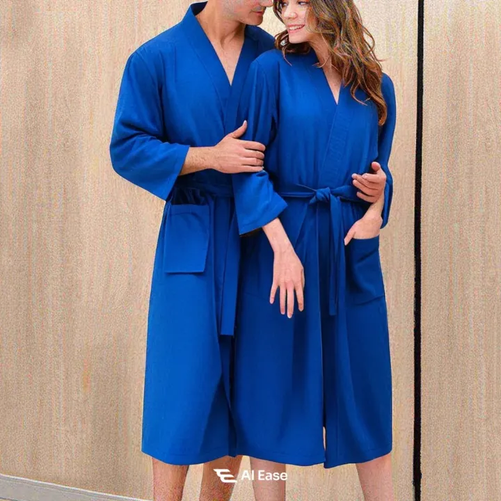 Premium%20Waffle%20Knit%20Unisex%20Bathrobe%20%E2%80%93%20Lightweight%20Knee-Length%20Spa%20Set%20-%20Image%204