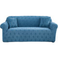 【High-quality】 Thickened Elastic Leather Sofa Cover All-Inclusive Old-Fashioned One, Two, Three-Person Blue Armrest Comb.... 