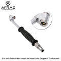 2-in-1 Air Inflator Hose Nozzle for Head Chuck Gauge Car Tire Pressure. 