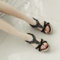 Bohemian Ethnic Style Rhinestone Flat Open Toe Sandals Female Summer New Flat Heel Flower Beach Women's Shoes Roman. 
