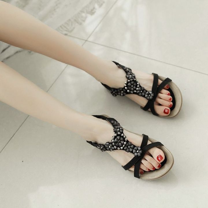 Bohemian%20Ethnic%20Style%20Rhinestone%20Flat%20Open%20Toe%20Sandals%20Female%20Summer%20New%20Flat%20Heel%20Flower%20Beach%20Women's%20Shoes%20Roman%20-%20Image%209