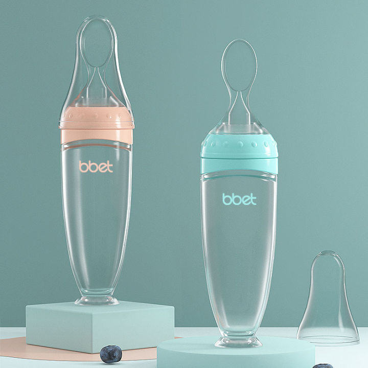 Silicone Soft Spoon Baby Supplementary Food Tool New Simple and Creative Baby Rice Paste Spoon Bottle Squeeze Feeding Spoon