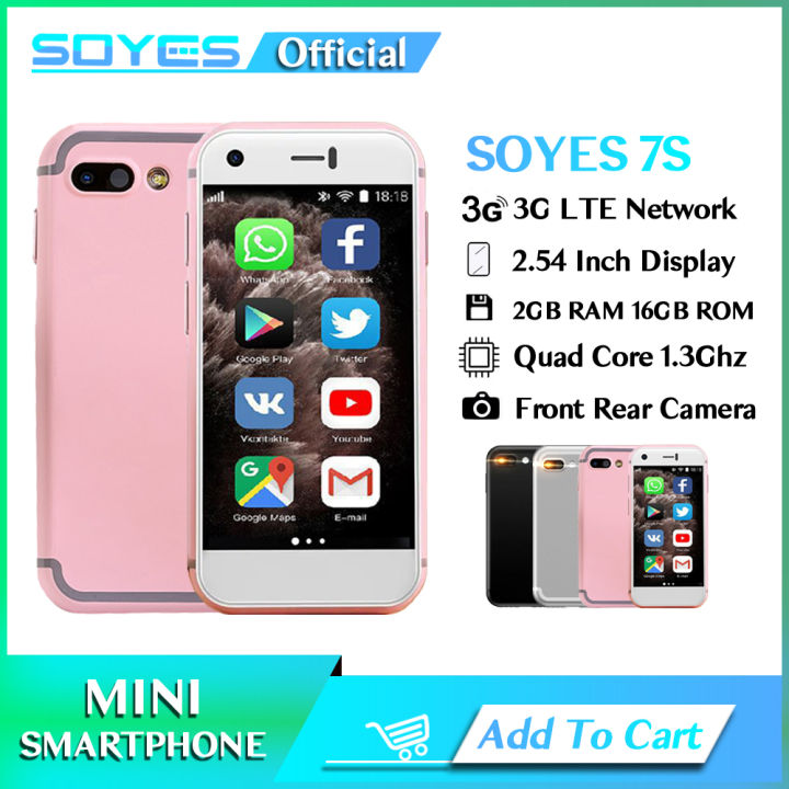 New SOYES 7S Small Backup Android Smartphone 2.54 Display 2GB RAM 16GB ROM Cute Mini Girl Gift Mobile Phone VS XS11 S9X