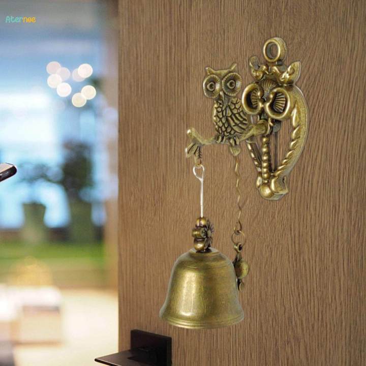 Door Bells Vintage Owl Shopkeeper Bell - 2-Piece Antique Doorbell For Store, Office Or Home Entrance Magnetic Entry Bells