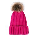 Simple Knitted Hat for Women Winter Hat Wool Luxury Beanies Skullies Artificial Fur Pom Hat for Girls Gorro Female Cap 54-60CM.