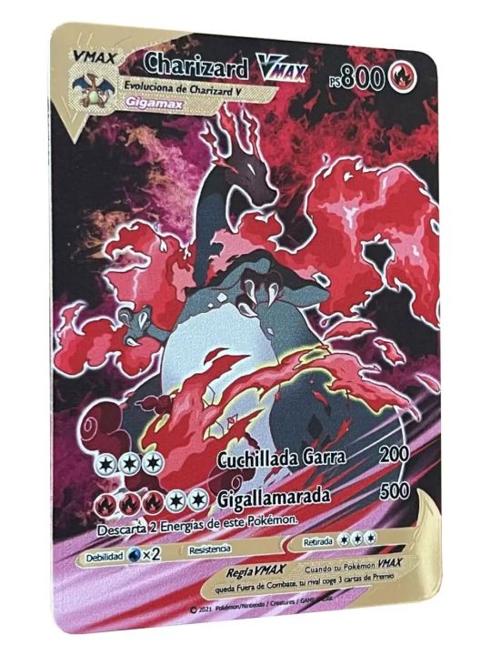 Happy baby toy store800PS of Vmax Charizard Golden Pokemon Cards in  Spanish Iron Pokmo Letters Kids Gift Game Collection Card Rainbow | Daraz .com.bd
