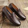 New Brown Color Artificial Leather Loafer Shoes for Men Eid Collection.