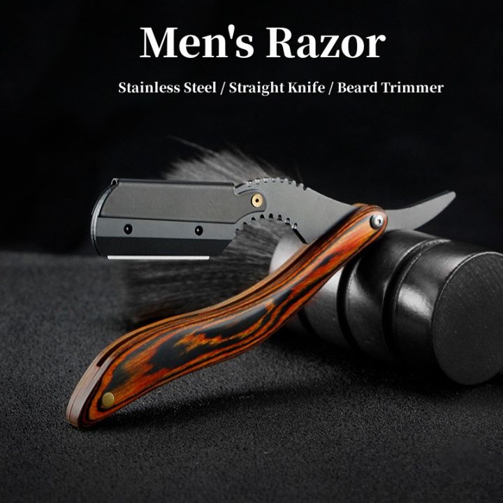 Men Professional Manual Shaver Straight Edge Stainless Steel Barber Razor Folding Shaving Shave Beard Cutter with Blade