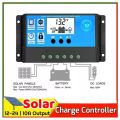 Pwm Solar Charge Controller Lcd Display 10A 12V 24V Overcharge Under Voltage Upper Voltage Protection For 10W-50W Solar - Solar Panel - solar charge controller.