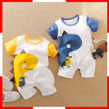 Toddler Infant 2024 Spring Baby Boy Girl Outfit Dinosaur Clothes Costume Romper Jumpsuit Print Clothes 100% Cotton Short Sleeve.