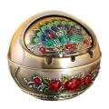 Ashtray Household Home Decor Zinc Alloy Retro Large Ash Holder with Lid for 3d Relief Pattern Design is Exquisite. 
