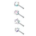 4PCS Surgical Steel Heart Nose Ring Stud Pack Real Star L Shape Nose Piercing Stud Set Square Nose Rings Set Piercing Nariz Lote.