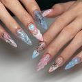y2k Nails Five-pointed Star Pattern False Nails Halloween Style Long Coffin Ballet Press on Nails For Girl Full Cover Wearable. 