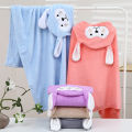 Children's coral velvet bath towel three-dimensional cute cartoon cape bath towel bath hooded big ears hooded cape wholesale. 