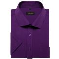 Burgundy Men Cotton Casual Short Sleeve Summer Shirt Solid Men Clothing Work Social Business Loose Blouse Tops. 