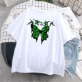 Cute Women T Shirt Oversized Utterfly Print Harajuku Kawaii Gothic Y2K Black Vintage Short Sleeve T-shirt Casual Aesthetic Tops. 