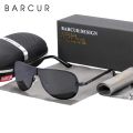 BARCUR Glass Stainless Steel Polarized Sunglasses Men Driving Male Sunglasses oculos Male Eyewear Accessories For Men.