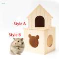 Hamster Wood House Hut Cage Accessories for Syrian Hamsters Lemmings Gerbils Style A. 