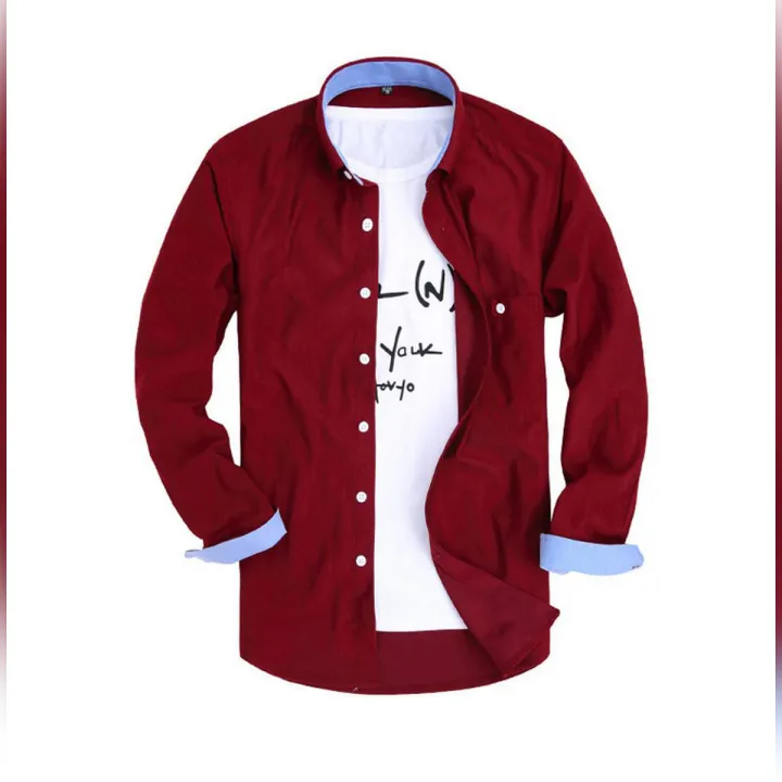 Maroon%20Cotton%20Long%20Sleeve%20Casual%20Shirt%20for%20Men%20-%20Image%202