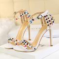Summer Women 11cm High Heels Rivets Studded Sandals Lady Sandles Stiletto Gladiator Pumps Stripper Fetish Open Toe Luxury Shoes House Foocus. 