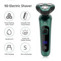 Green Smart Electric Shaver LCD Digital Display Three-head Floating Razor USB Rechargeable Washing Multi-function Beard Knife. 