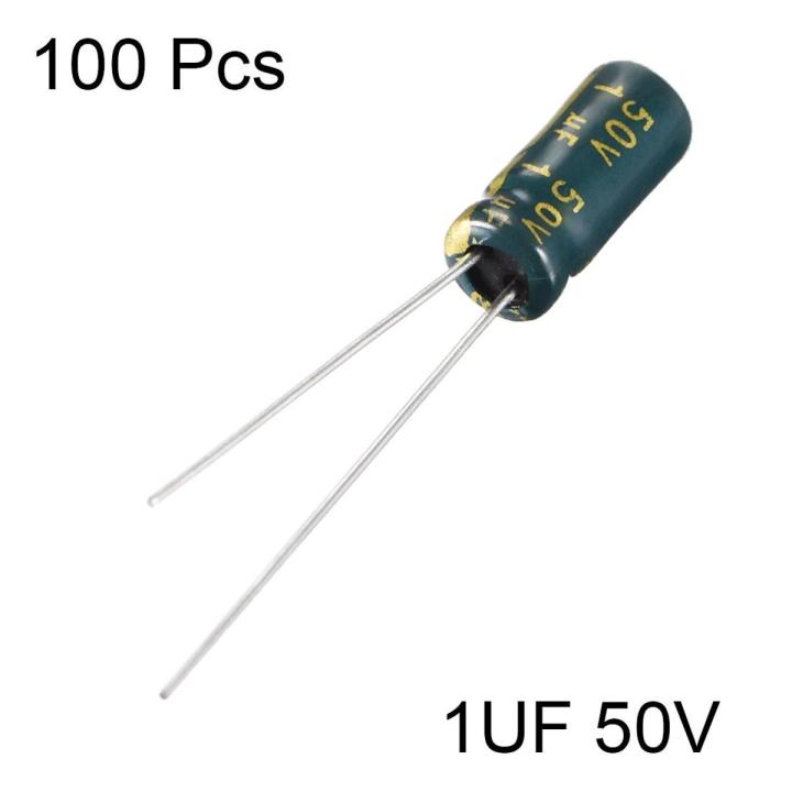 1uF/50V Radial Electrolytic Capacitor (100pcs)