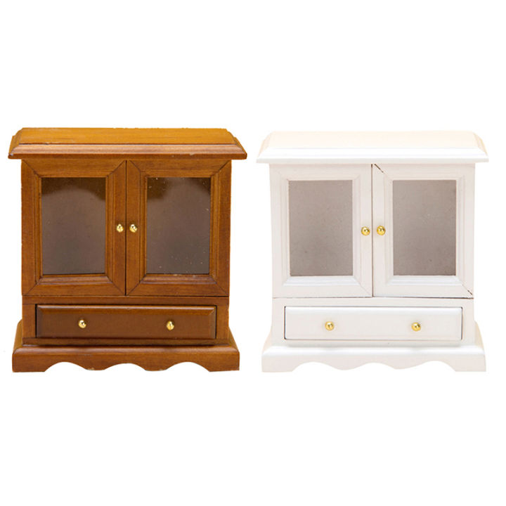 1/12 Miniature Dollhouse Display Cupboard Doll House Cabinet Showcase Dollhouse Furniture Decoration Accessories