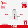 Hiksemi USB 3.2 FLASH SYNC 32GB Type-C and USB 3.0 Metal Body Waterproof Pendrive High Speed Flash Drives For Desktop, Laptop, Phone/Tab HS-USB-E327C. 